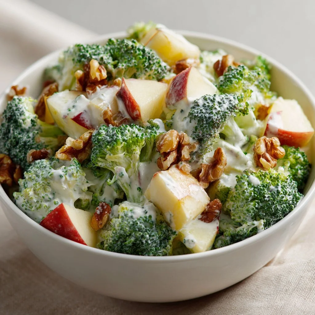 Delicious Apple Broccoli Salad with fresh apples and broccoli in a vibrant bowl