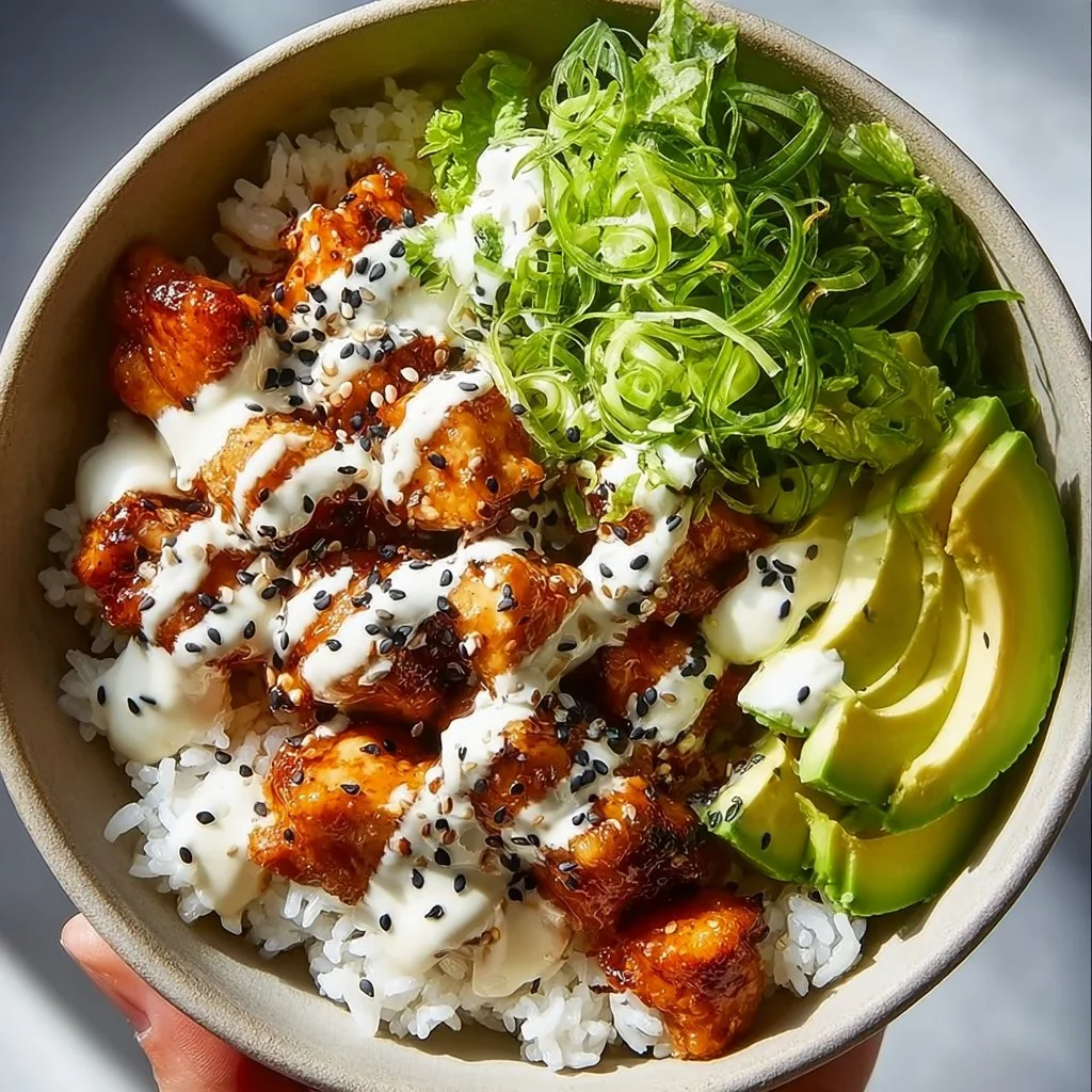 Delicious Bang Bang Chicken bowls served for a quick and comforting dinner.