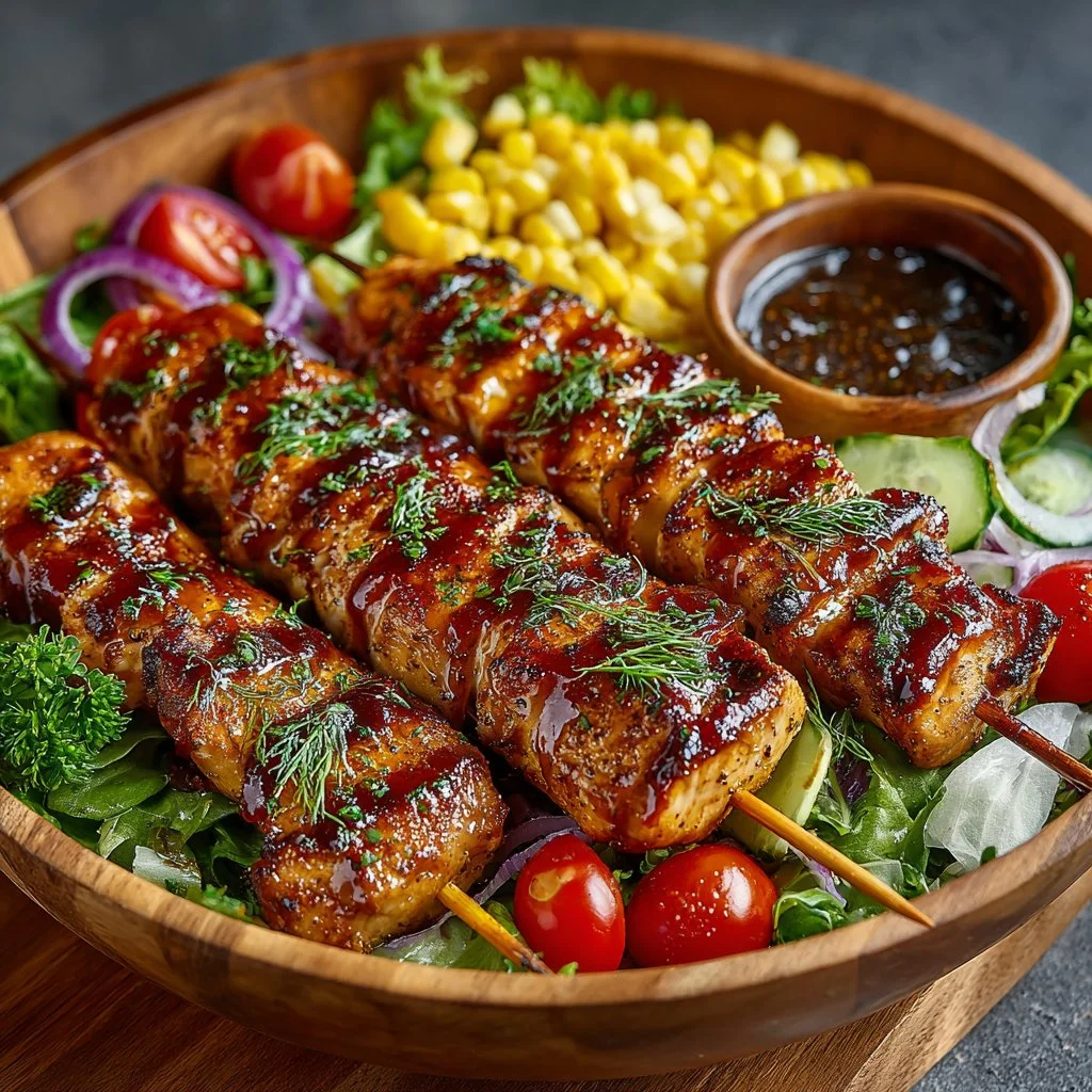 BBQ Chicken Skewer Salad