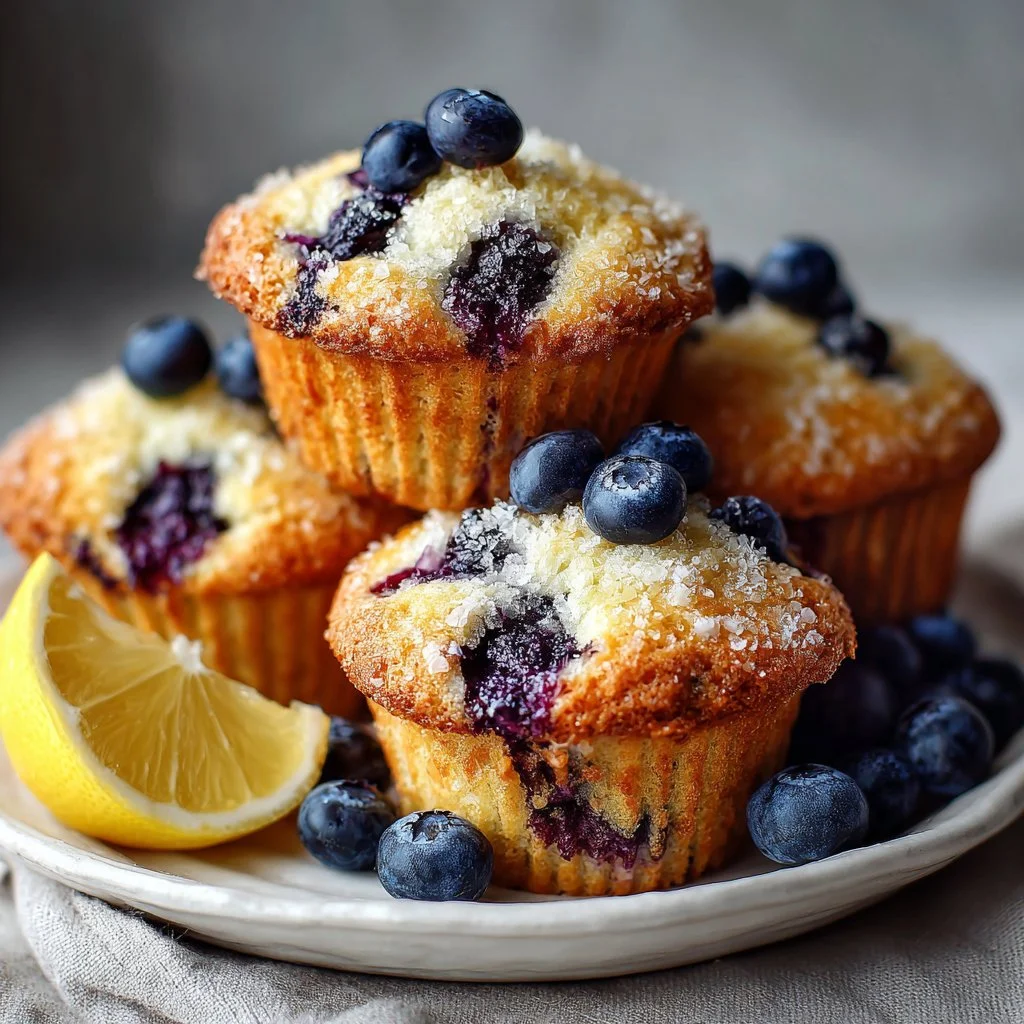 Blueberry Muffins using Greek Yogurt and Lemon