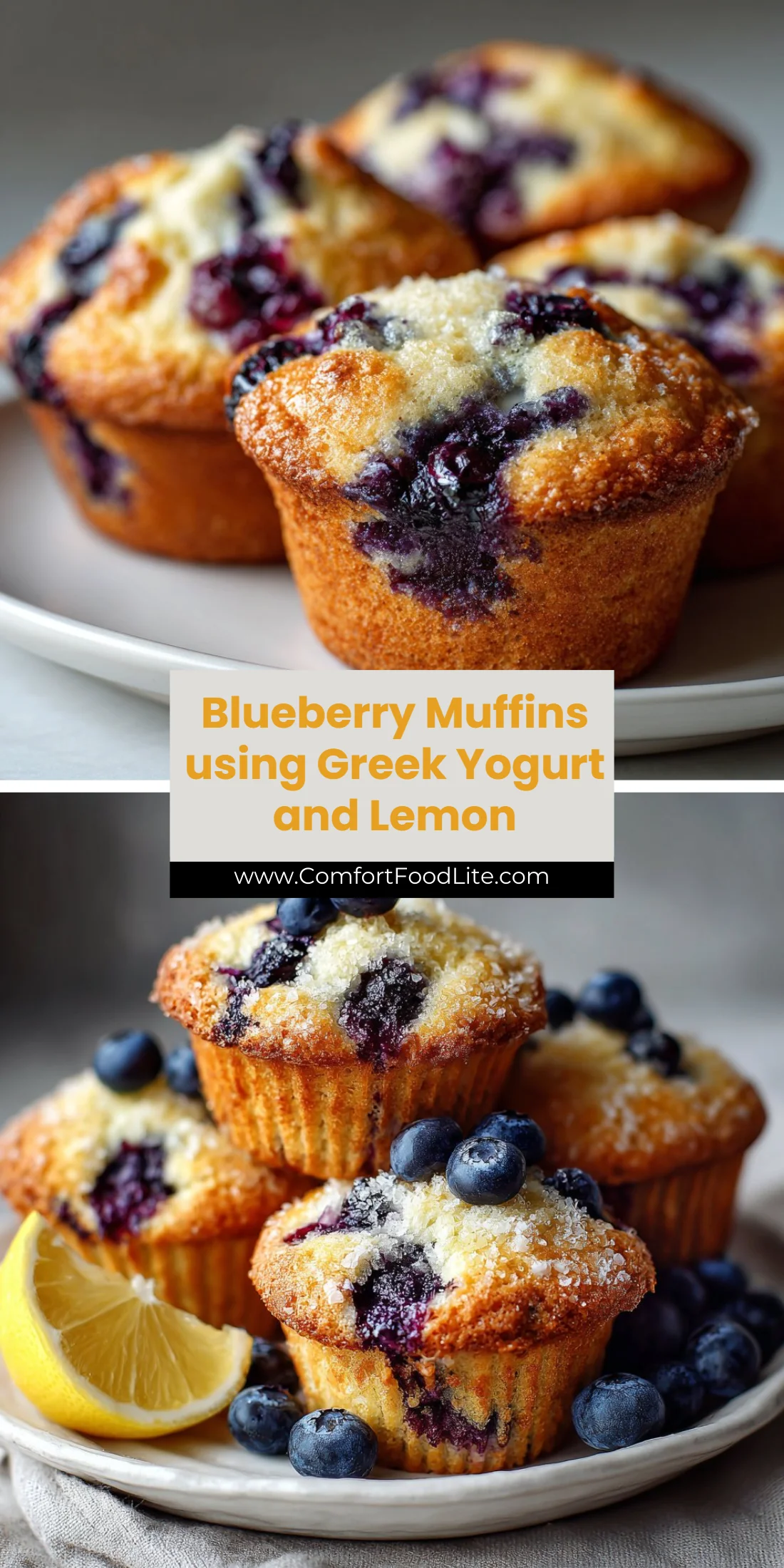 Blueberry Muffins using Greek Yogurt and Lemon