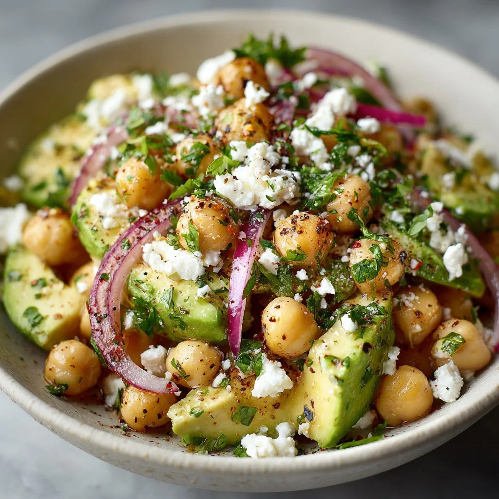 Chickpea Feta Avocado Salad
