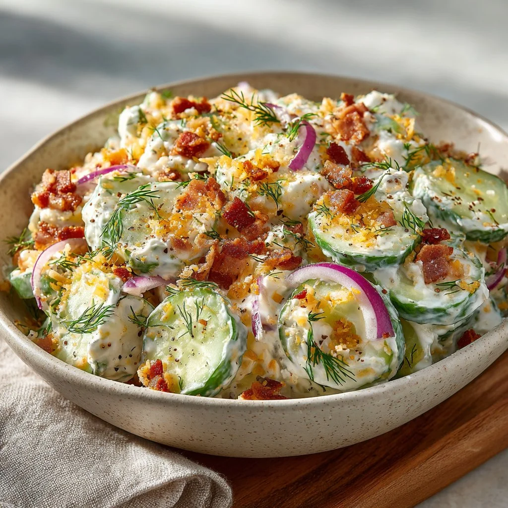 Classic Cucumber Ranch Crack Salad with fresh vegetables and creamy ranch dressing