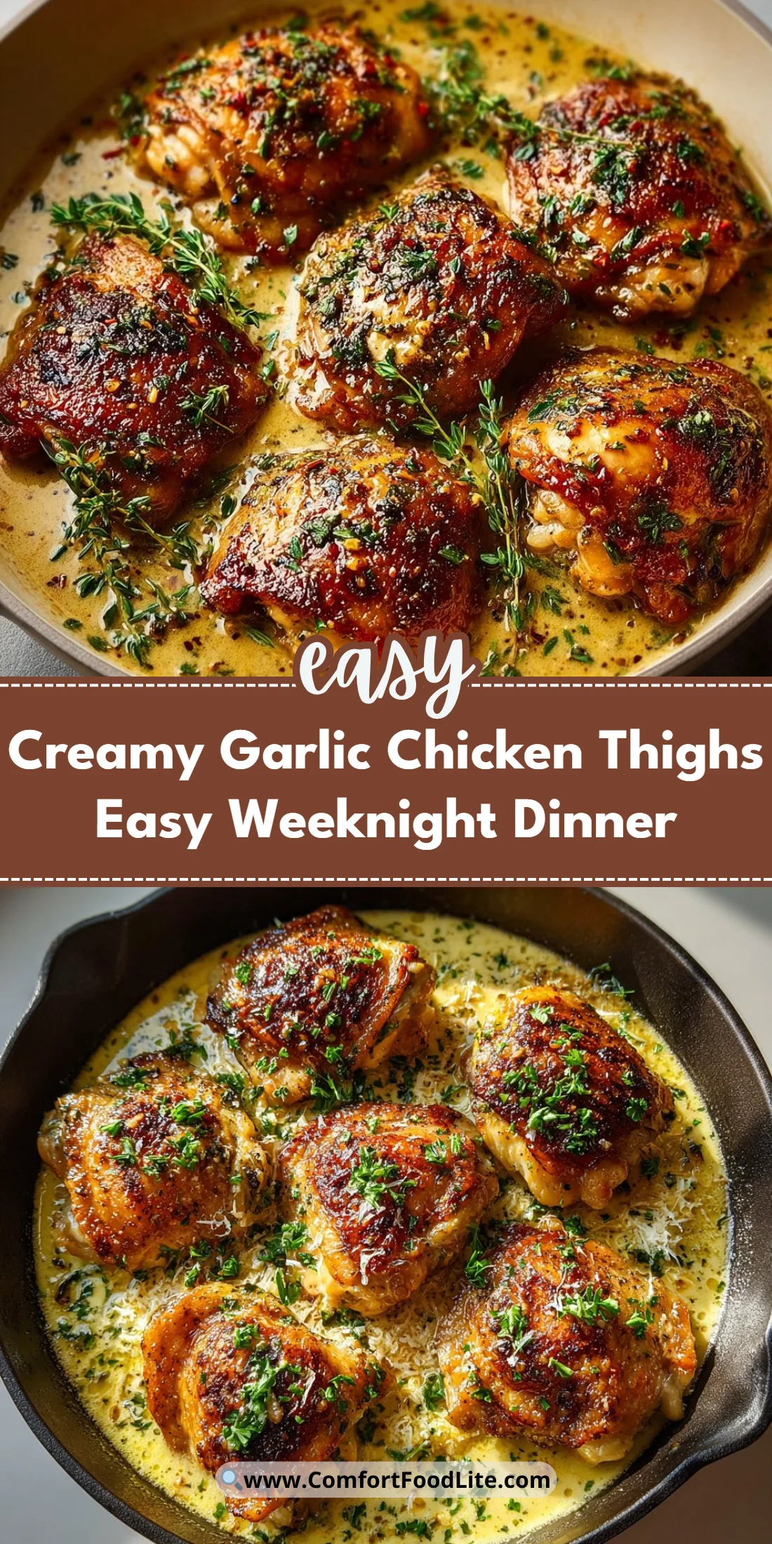 Creamy Garlic Chicken Thighs Easy Weeknight Dinner