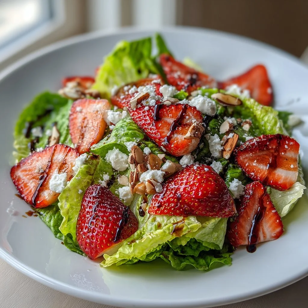 Crunchy Strawberry Romaine Feta Salad