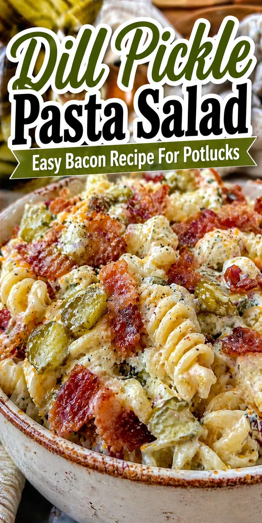 Dill Pickle Pasta Salad Easy Bacon Recipe For Potlucks