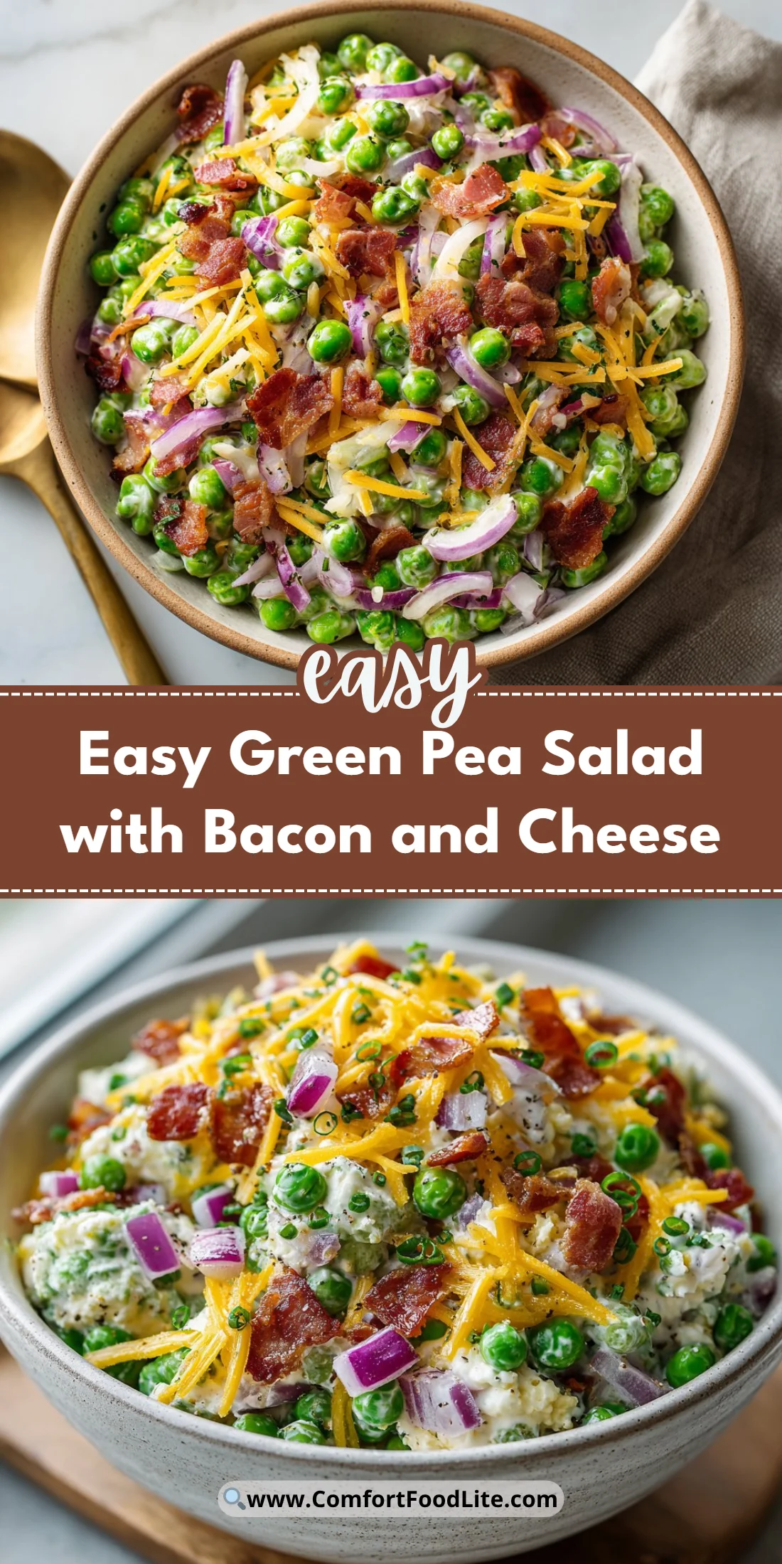 Easy Green Pea Salad with Bacon and Cheese