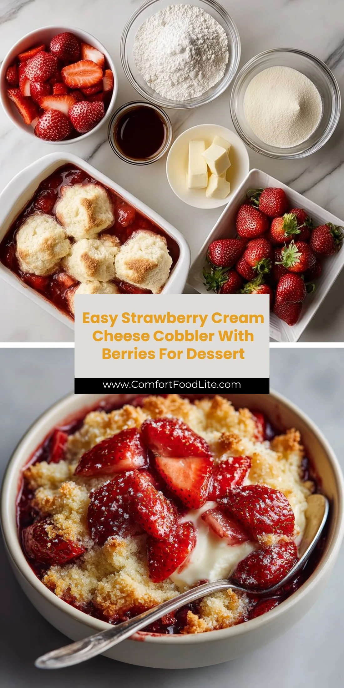 Easy Strawberry Cream Cheese Cobbler With Berries For Dessert