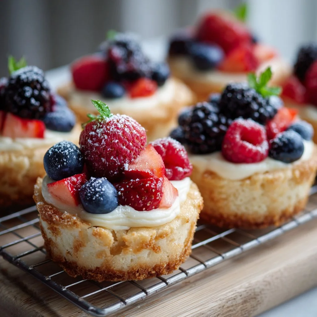 Delicious fruit cheesecake sugar cookie cups served in dish