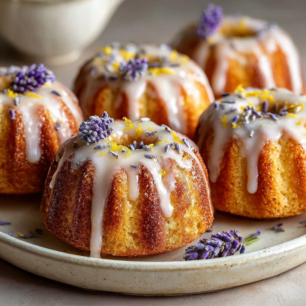 Mini Lemon Cakes With Lavender Glaze