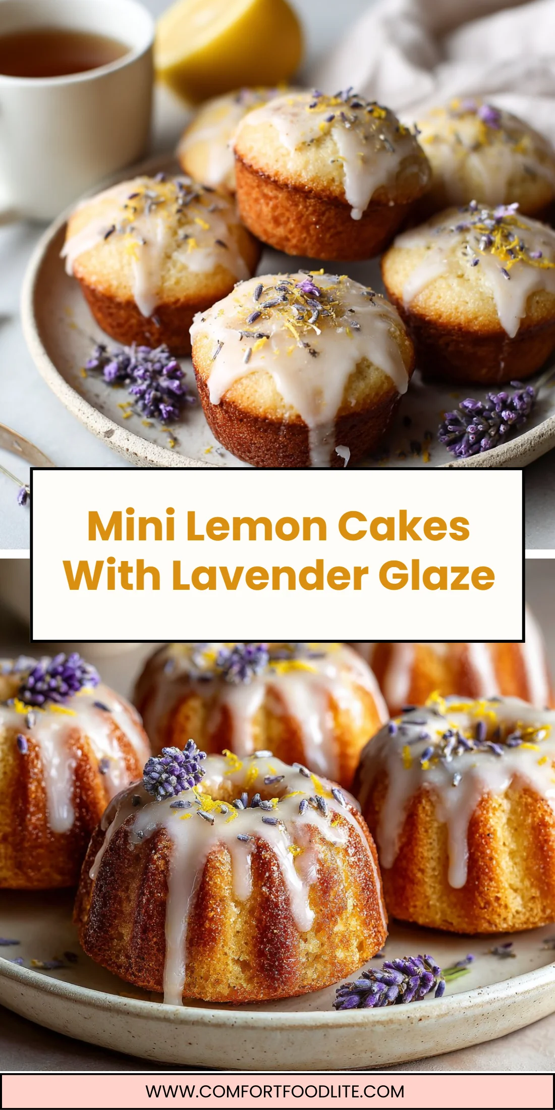 Mini Lemon Cakes With Lavender Glaze