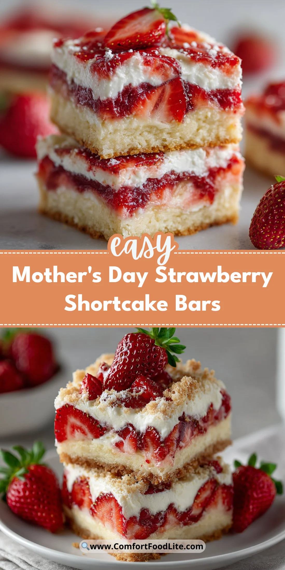 Mother's Day Strawberry Shortcake Bars