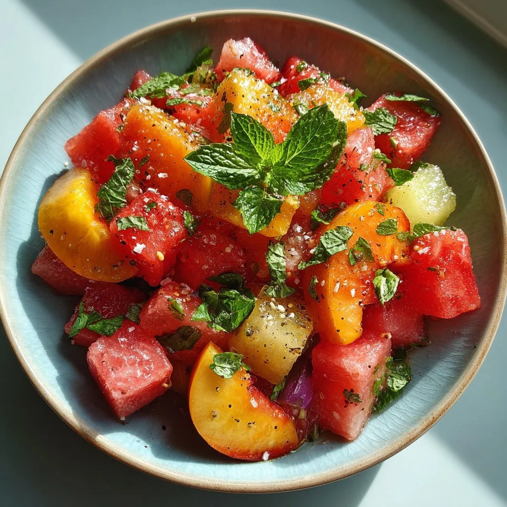 Peach and Watermelon Summer Salad