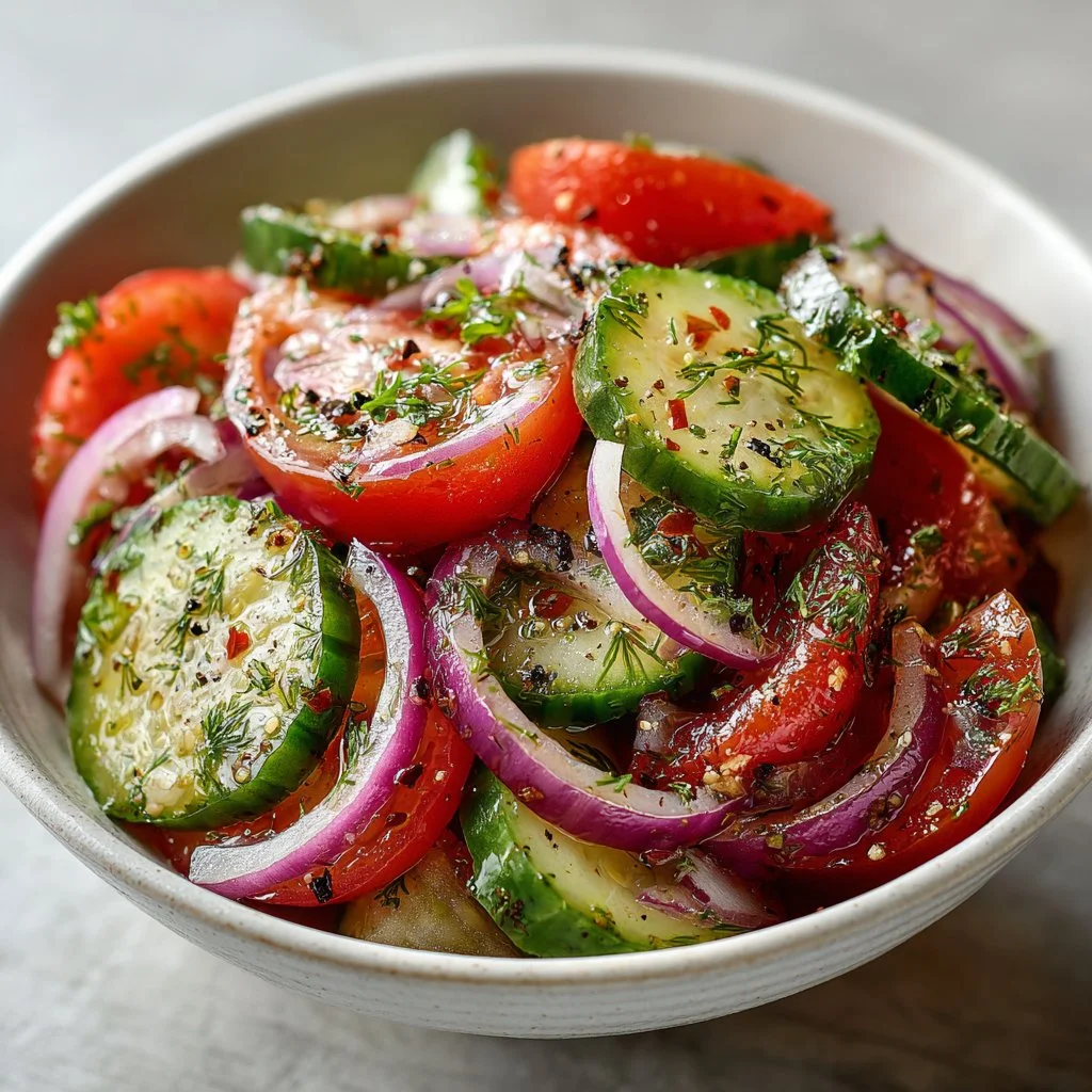 Refreshing Cucumber Tomato Onion Salad - Sweet & Tangy!