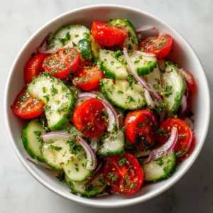 Refreshing Italian Cucumber Salad with fresh vegetables and herbs