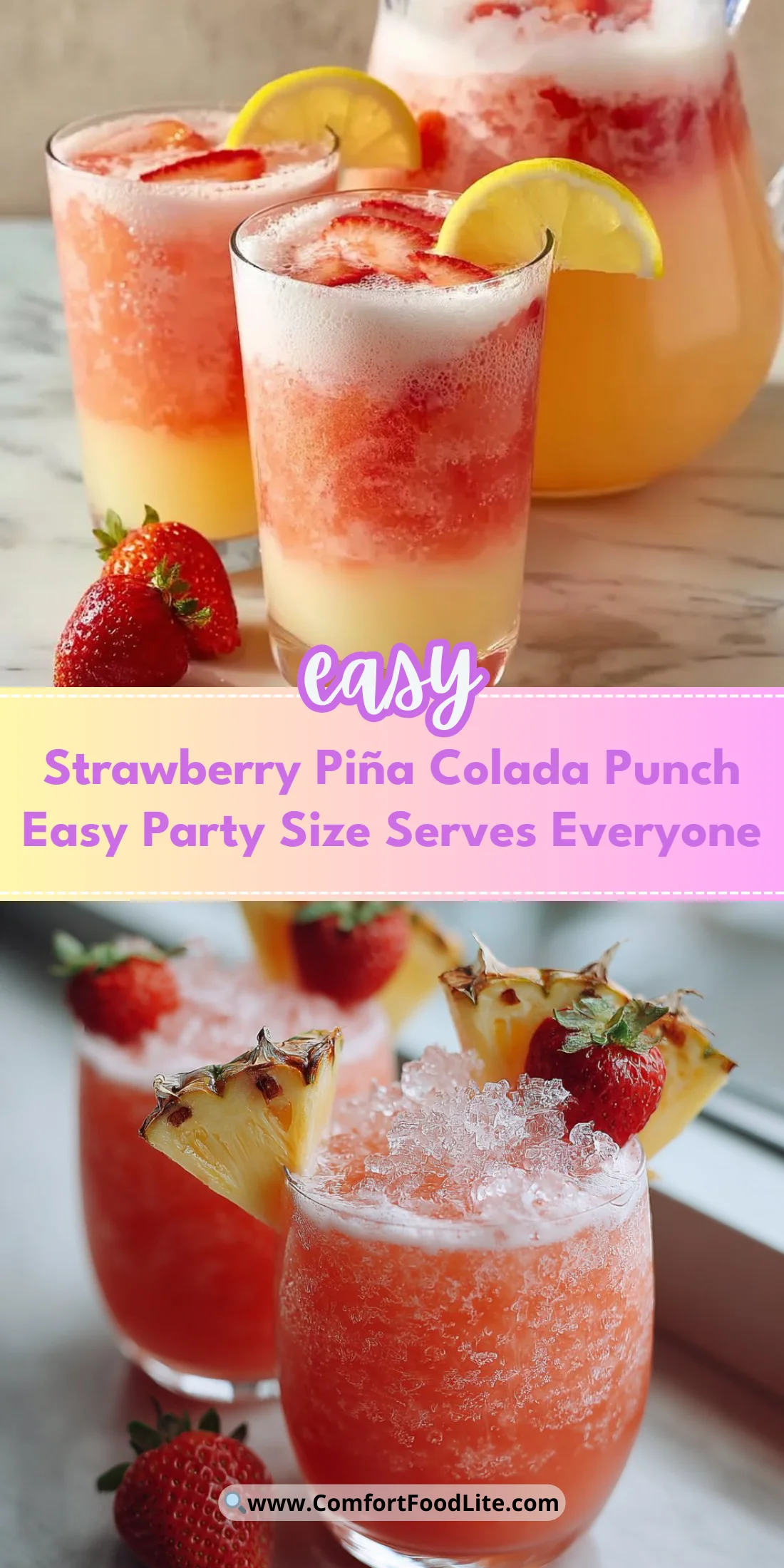 Strawberry Piña Colada Punch Easy Party Size Serves Everyone