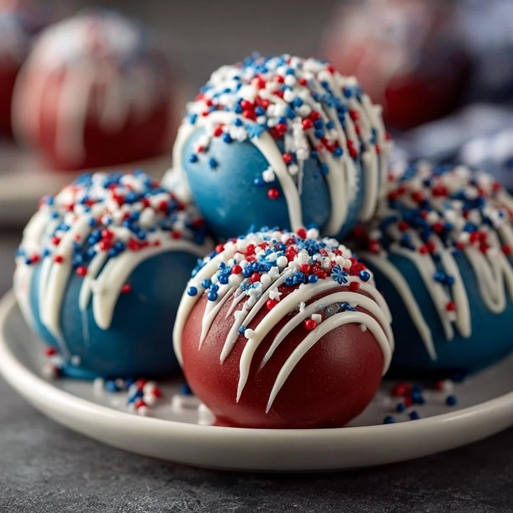 Delicious creamy truffles ready for summer picnics and patriotic celebrations.