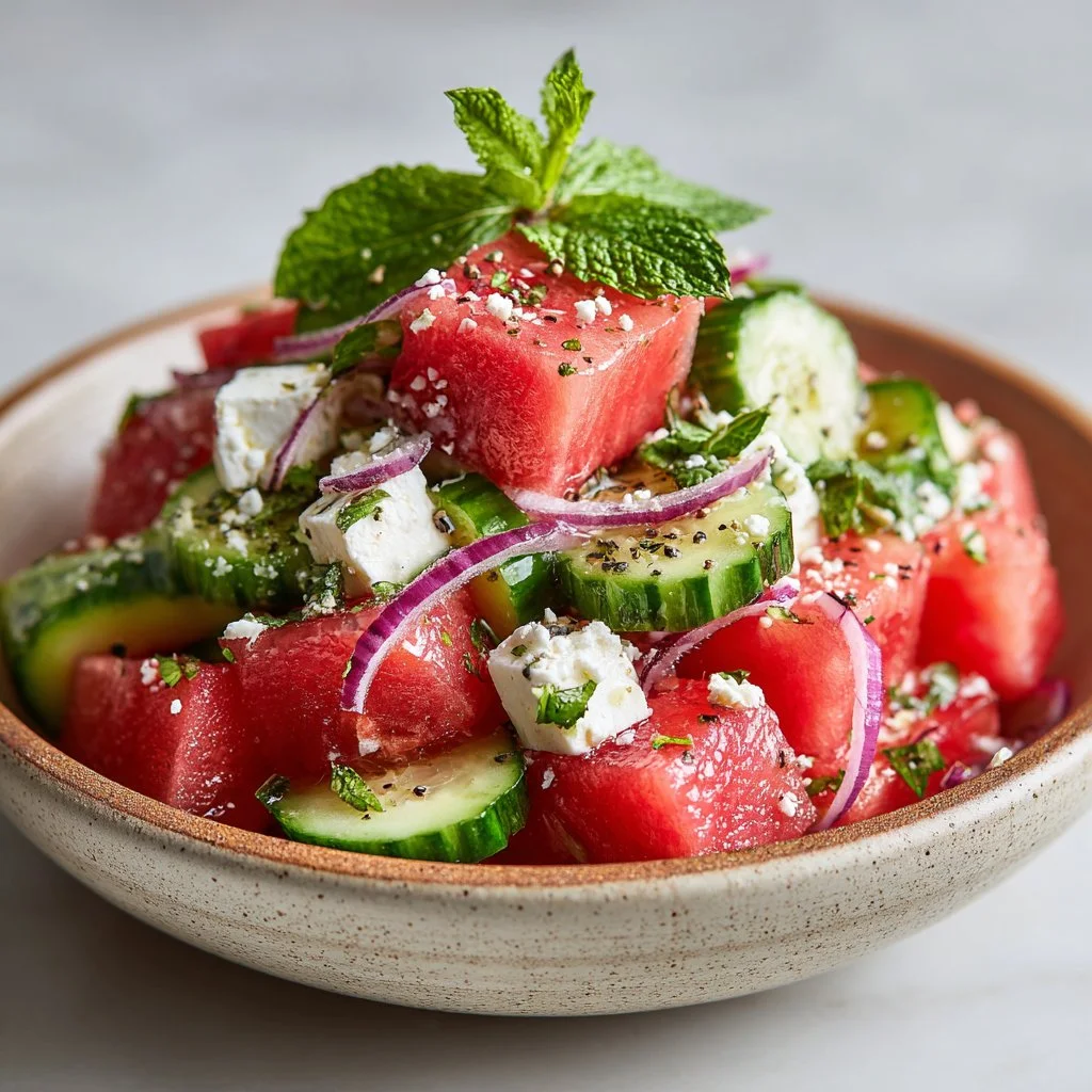Watermelon Cucumber Salad and Feta