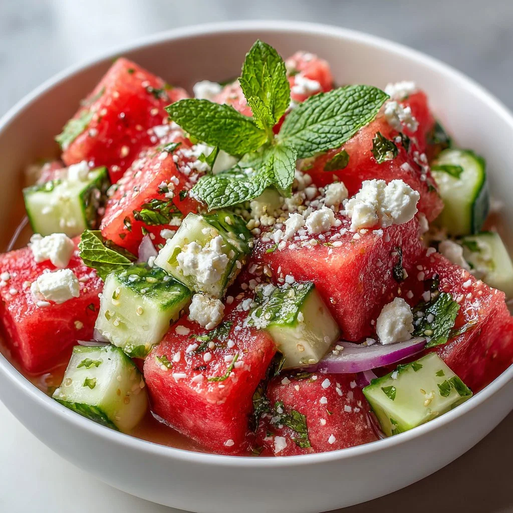 Watermelon Salad with Cucumber and Feta