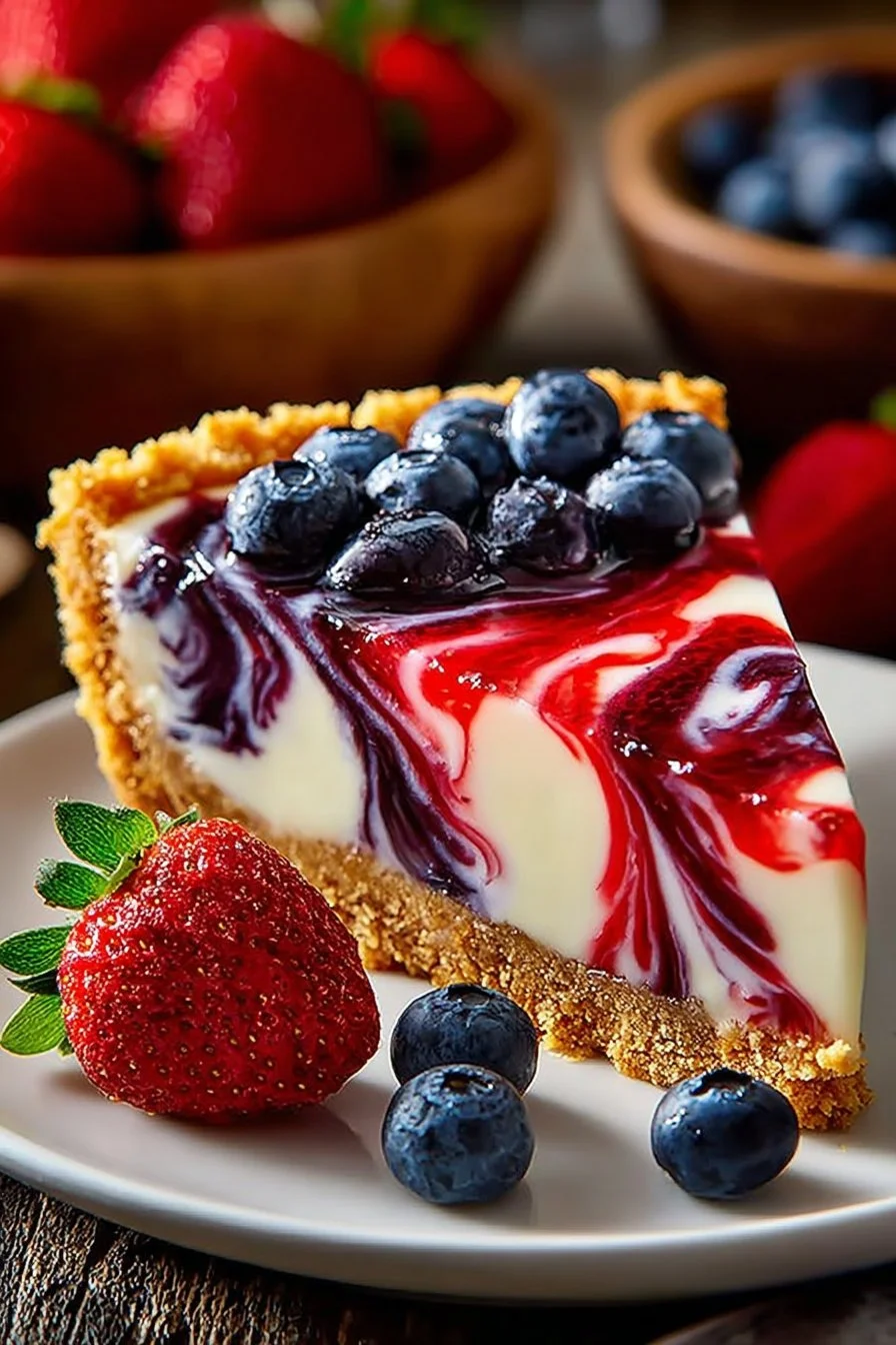Colorful 4th of July Swirl Pie with red, white, and blue swirls for festive celebrations.