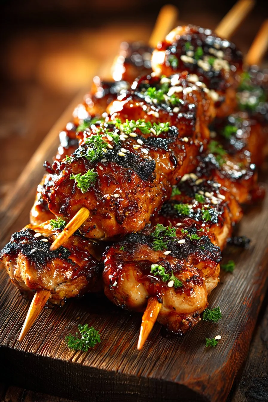 Delicious BBQ chicken skewers grilled to perfection