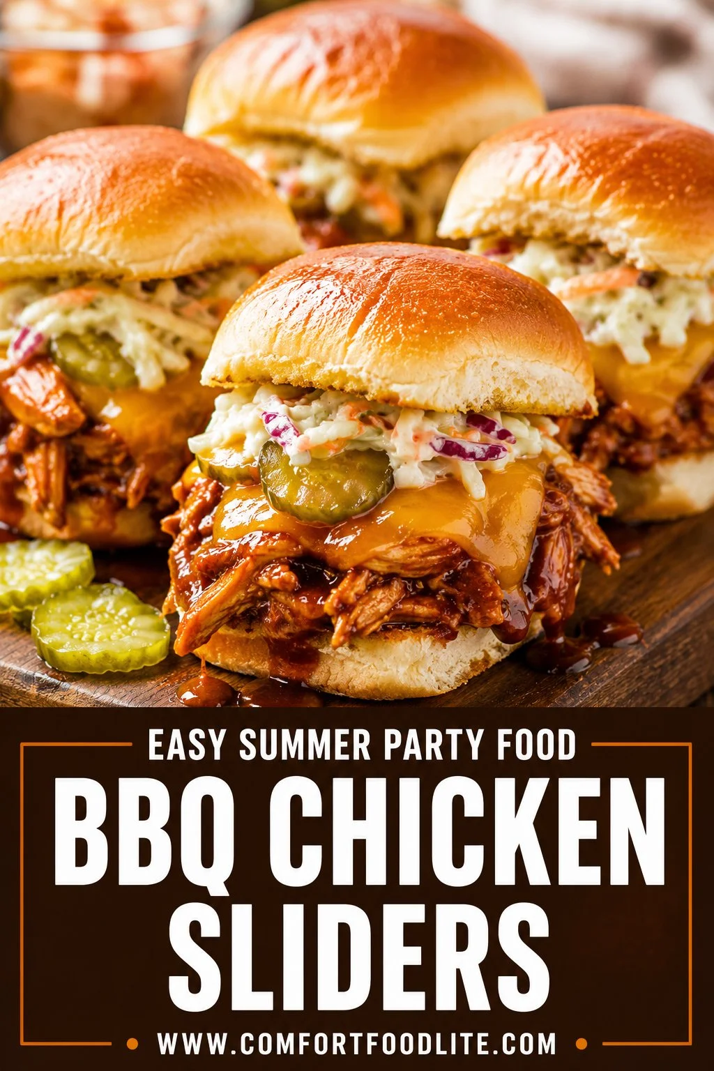 BBQ Pulled Chicken Sliders on Hawaiian Rolls