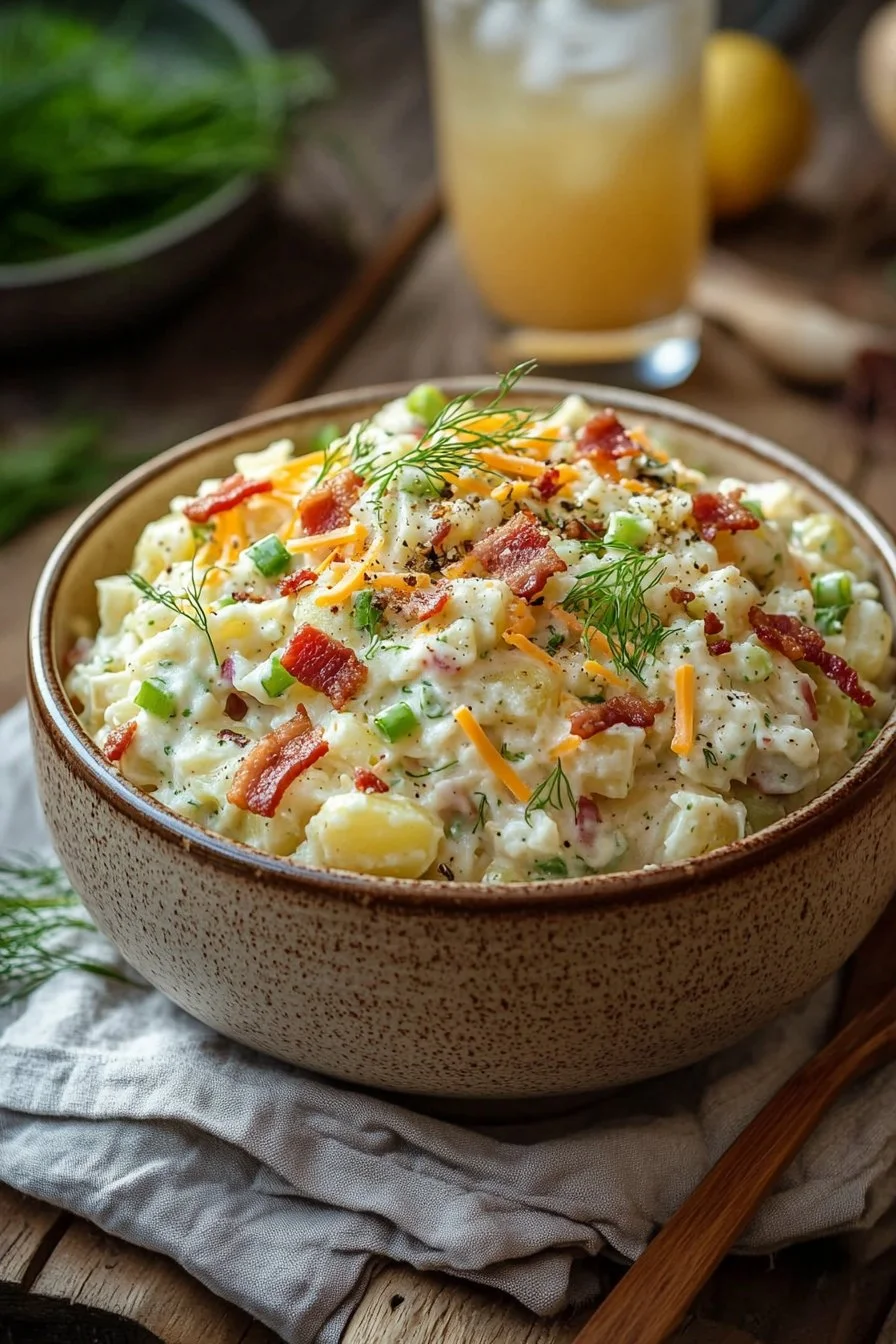 Crispy Bacon Ranch Potato Salad - FlirtyFood