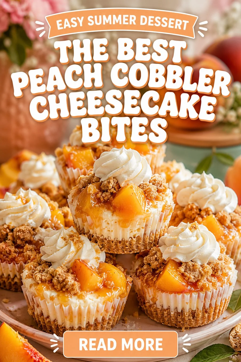 Peach Cobbler Cheesecake Bites