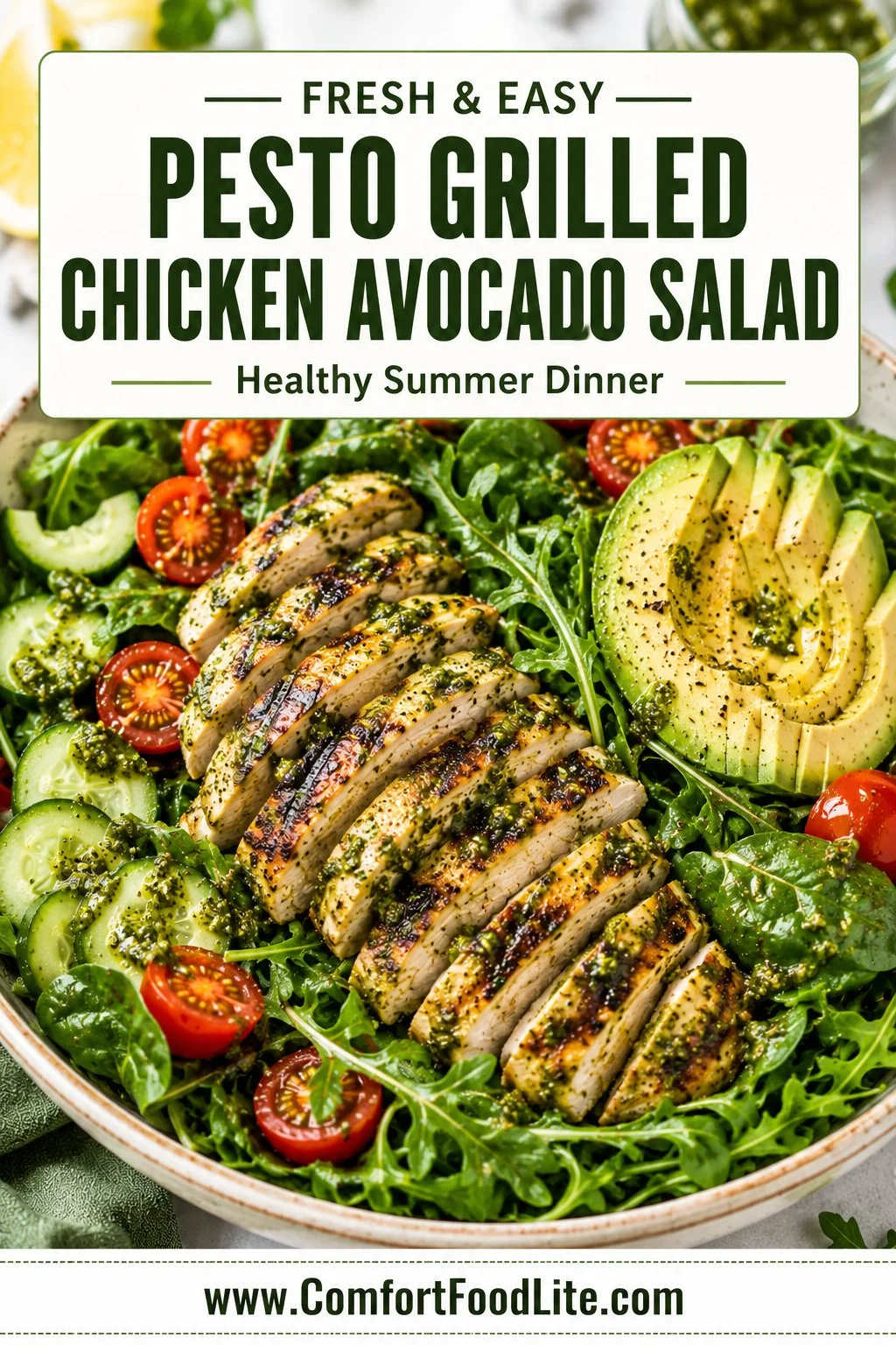 Pesto Grilled Chicken Avocado Salad