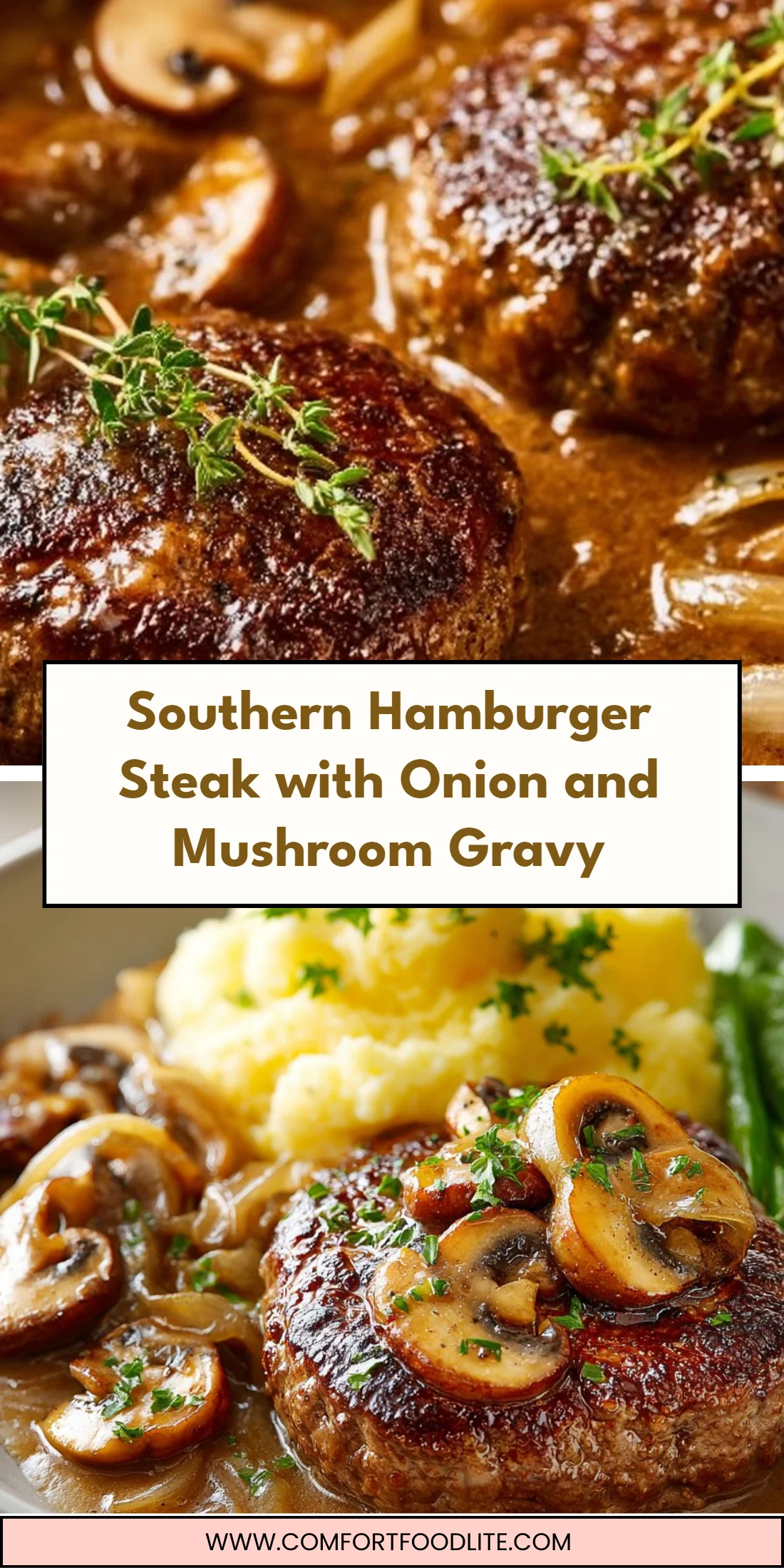 Southern Hamburger Steak with Onion and Mushroom Gravy