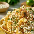 Tasty elote pasta salad with Greek yogurt served in a bowl