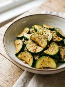 Delicious sautéed zucchini served on a plate