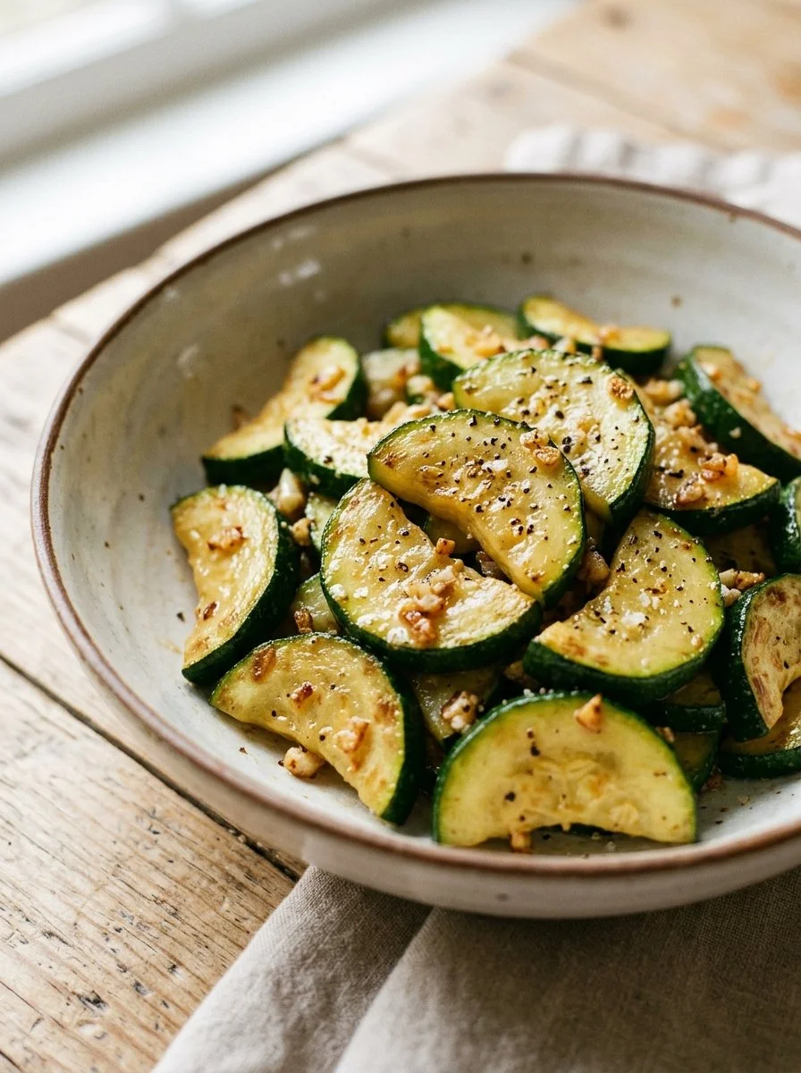 Delicious sautéed zucchini served on a plate