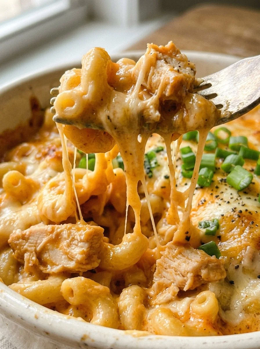 Spicy Buffalo Chicken Mac and Cheese served in a bowl