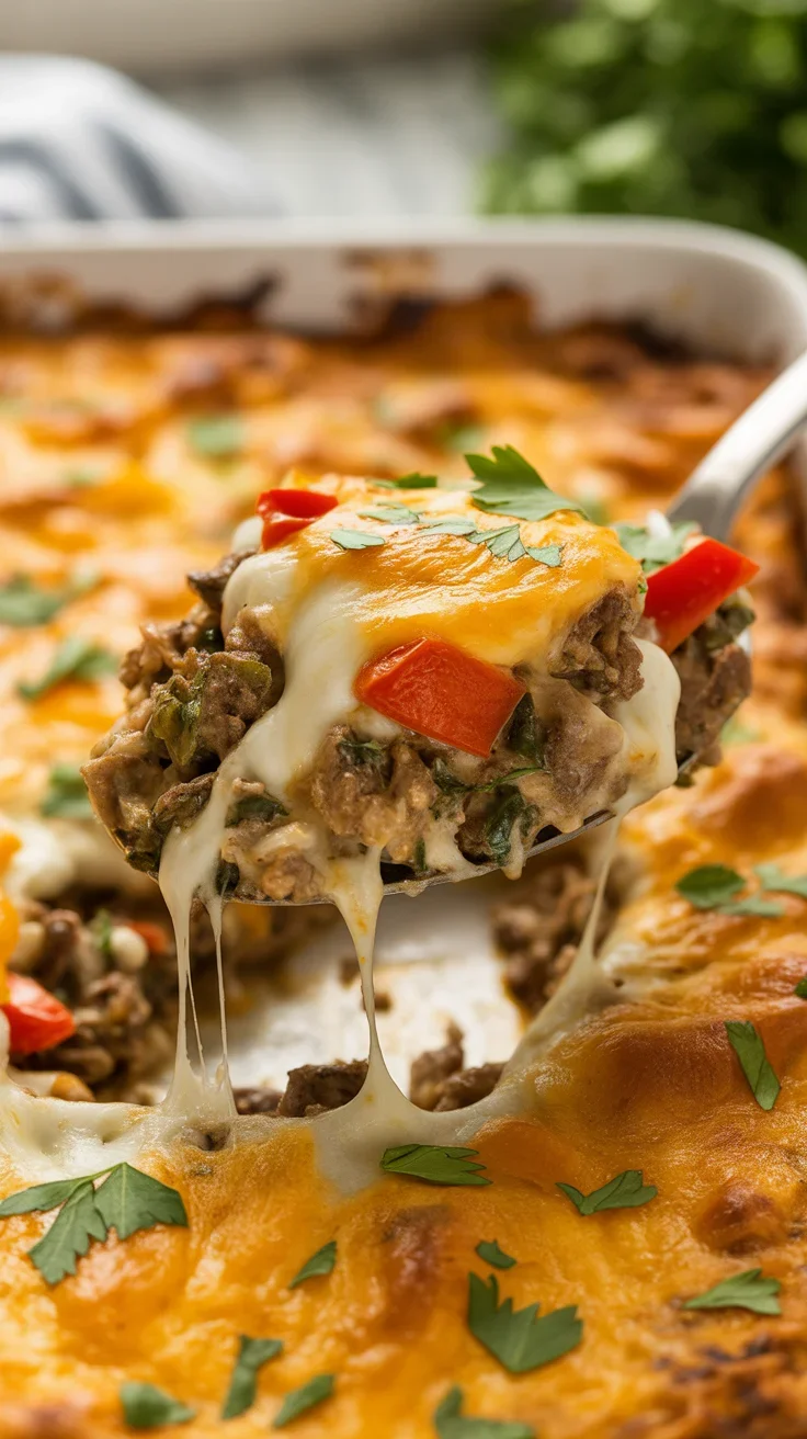 Cheesy Low Carb Philly Cheesesteak Casserole Recipe You’ll Love