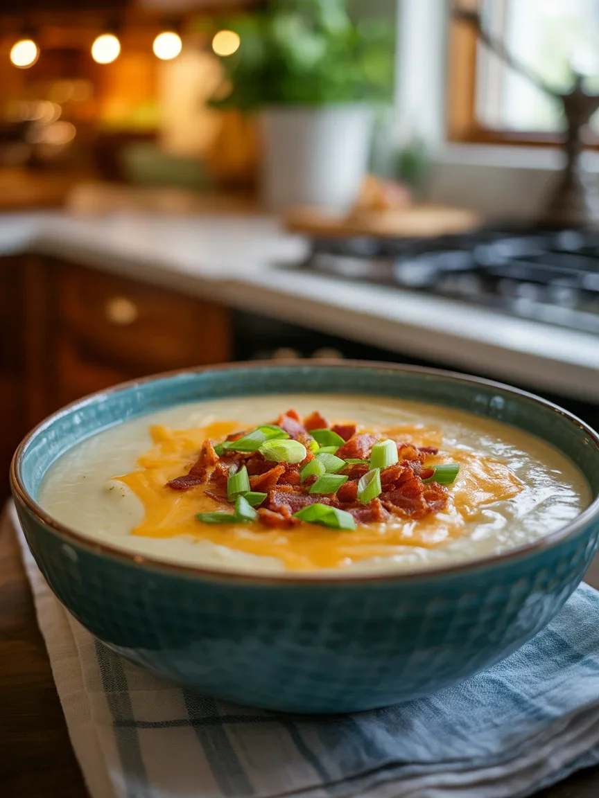 Cozy Baked Potato Soup with Crispy Bacon
