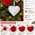 Crochet Christmas Love Hearts Ornament pattern for holiday decorations