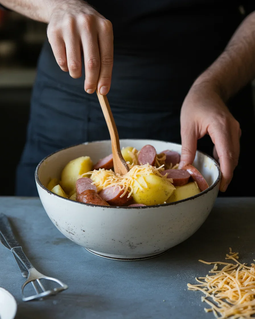 Cheesy Ranch Potatoes and Smoked Sausage