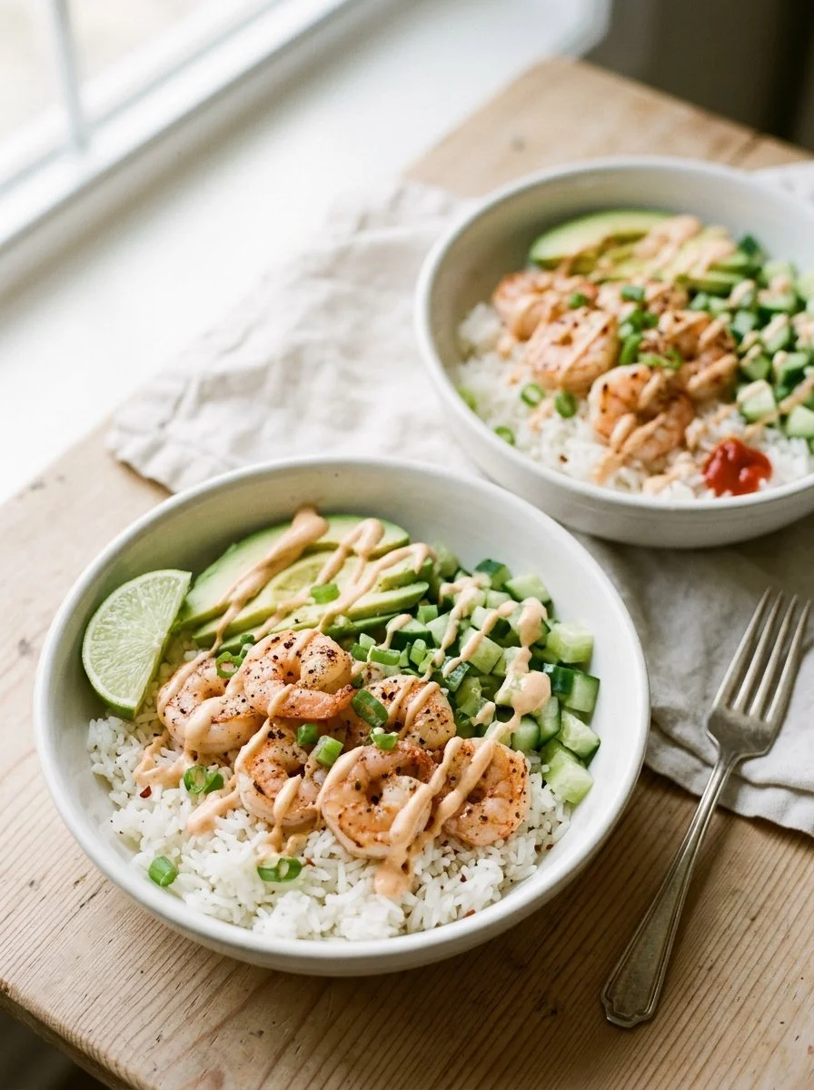 Shrimp Rice Bowls with Spicy Mayo