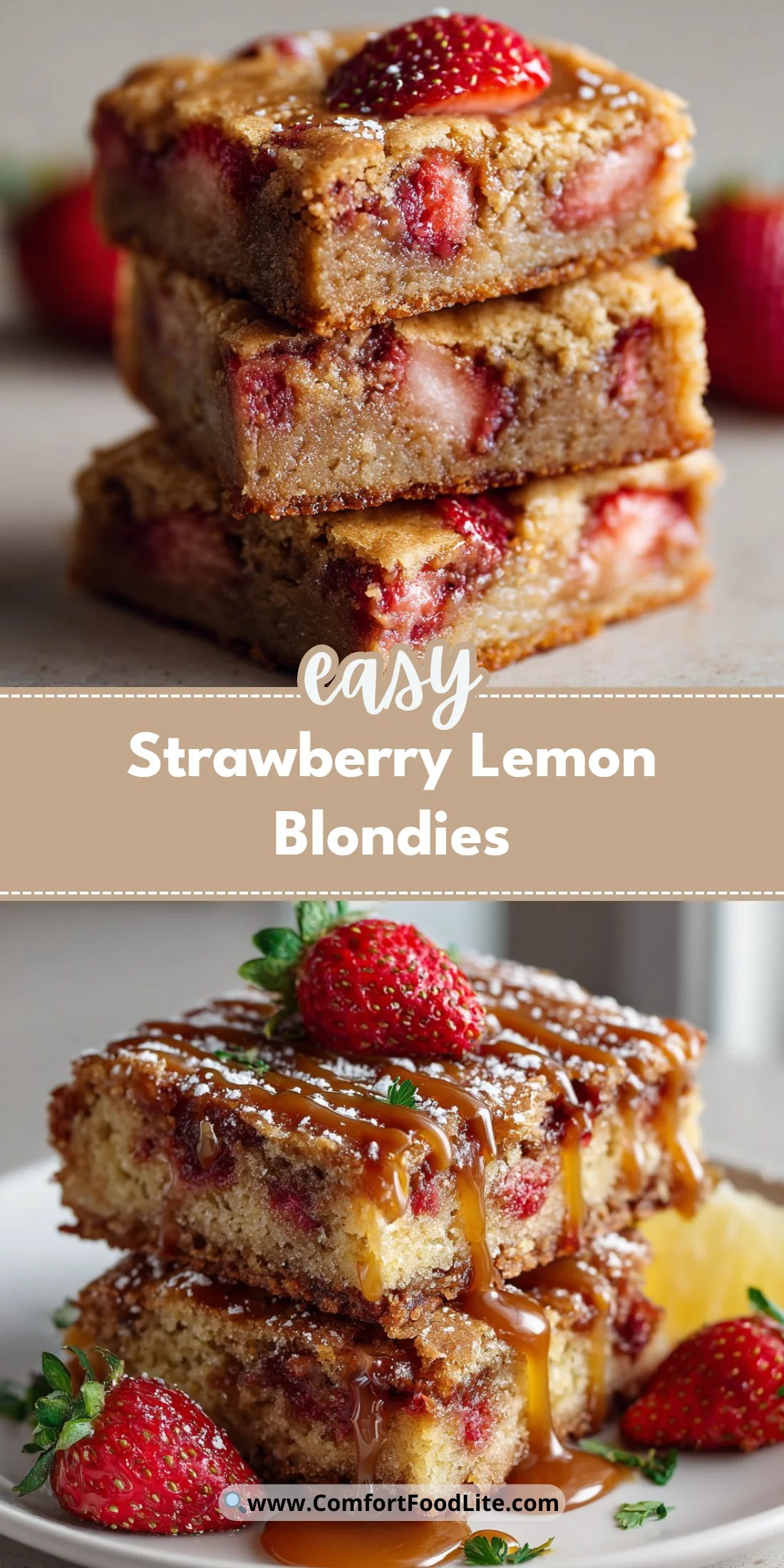 Strawberry Lemon Blondies