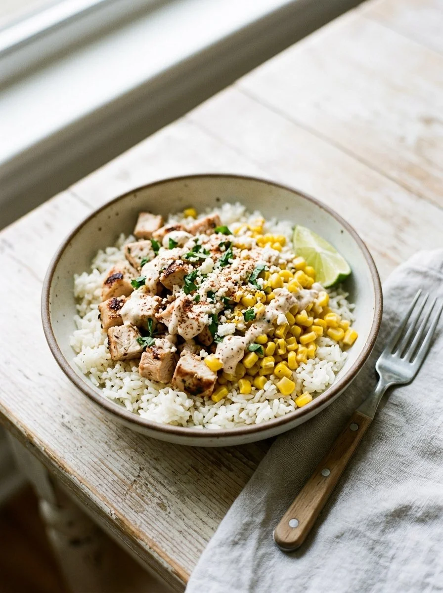 Street Corn Chicken Rice Bowl