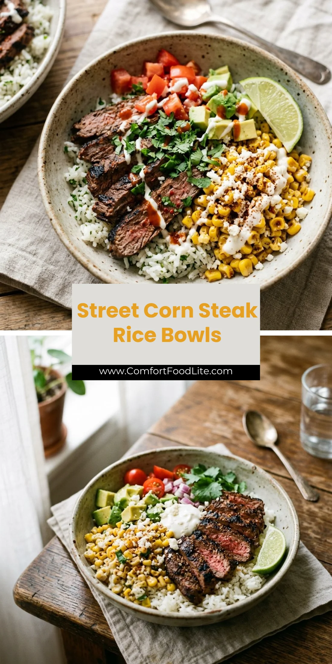 Street Corn Steak Rice Bowls